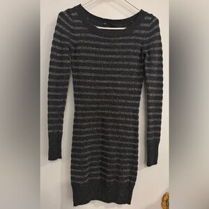 Armani Exchange Gray and Silver Striped Sweater Dress